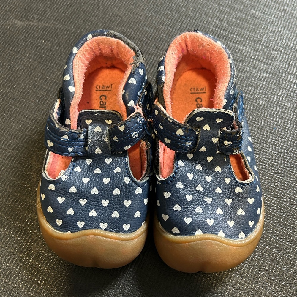 Carter's Navy Heart Print Kids Shoes size 3